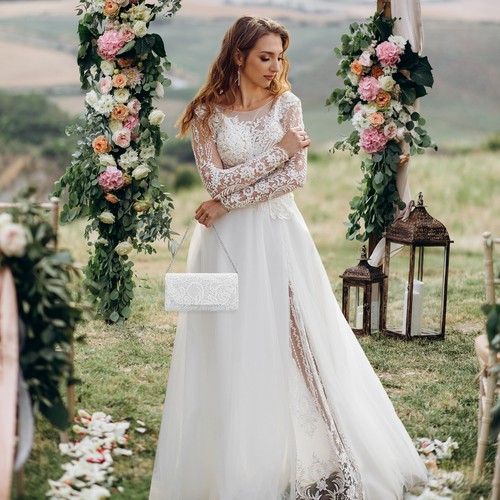 Damen Abendtasche Spitze Clutch Hochzeit Brauttasche Handtasche Umhängetasche - Bild 7 von 13