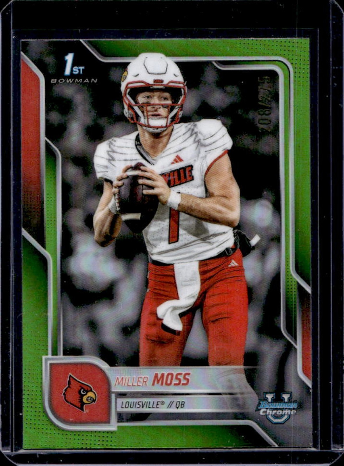 2025 Bowman Chrome University Miller Moss Lime Green Refractor 1st #/275