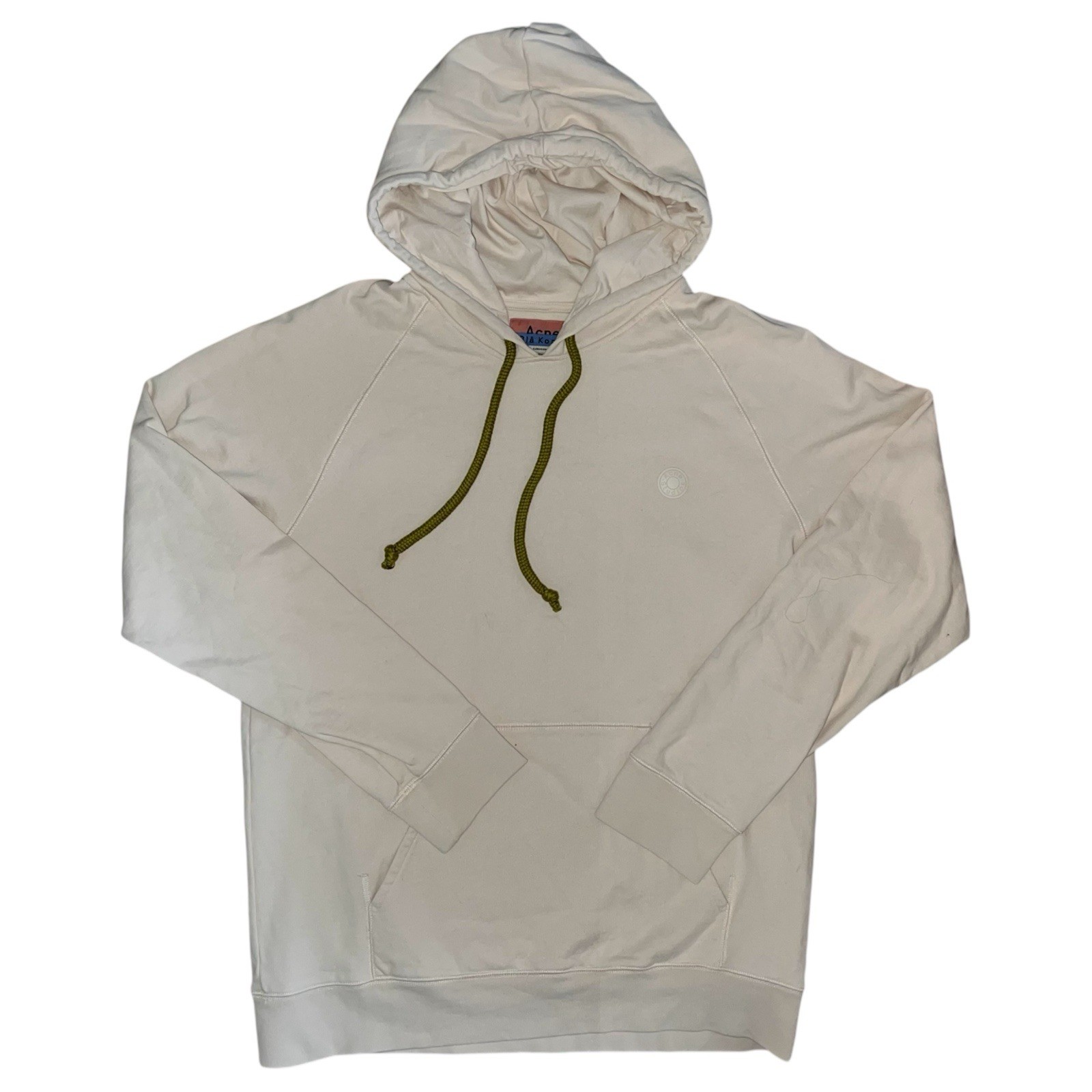 Mens Acne Studios Off-White Bla Konst Ivory Fleece Hoodie Sweatshirt XL