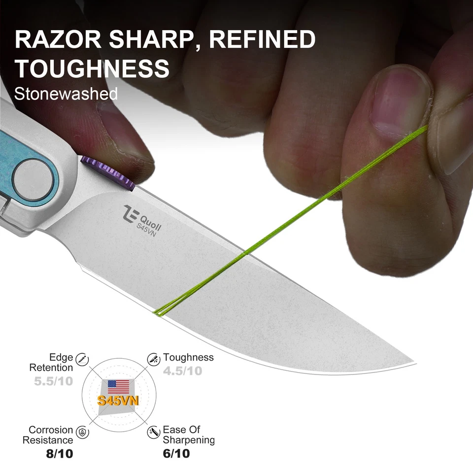 Kizer Quoll EDC 折叠口袋刀 S45VN 刀片钛手柄 Ki3733A2 — 第 3/4 张图片