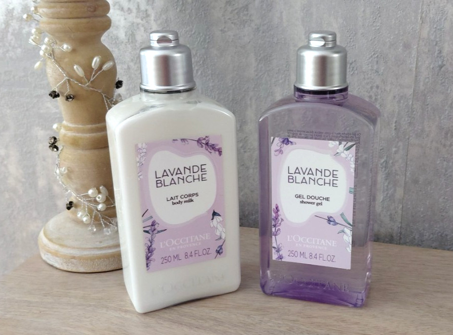 L'Occitane Lavande Blanche White Lavender Shower Gel & Body Milk 250ml Each NEW