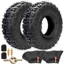 Paquete de 2 neumáticos universales 4,10/3,50-4 con tubo interior carro cortacésped carretilla ATV