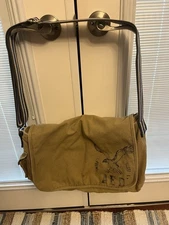 Vintage Abercrombie and Fitch Tan Canvas Messenger Bag 18x13”