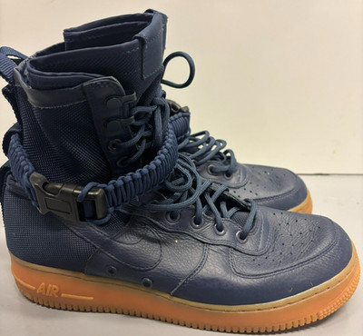 Nike SF Air Force 1 High Top Navy Gum Leather Mens 9.5 Midnight Navy Blue WMN 11