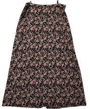 maxi skirt vintage long y2k Christopher Banks Black Pink Floral Flowy Full A4
