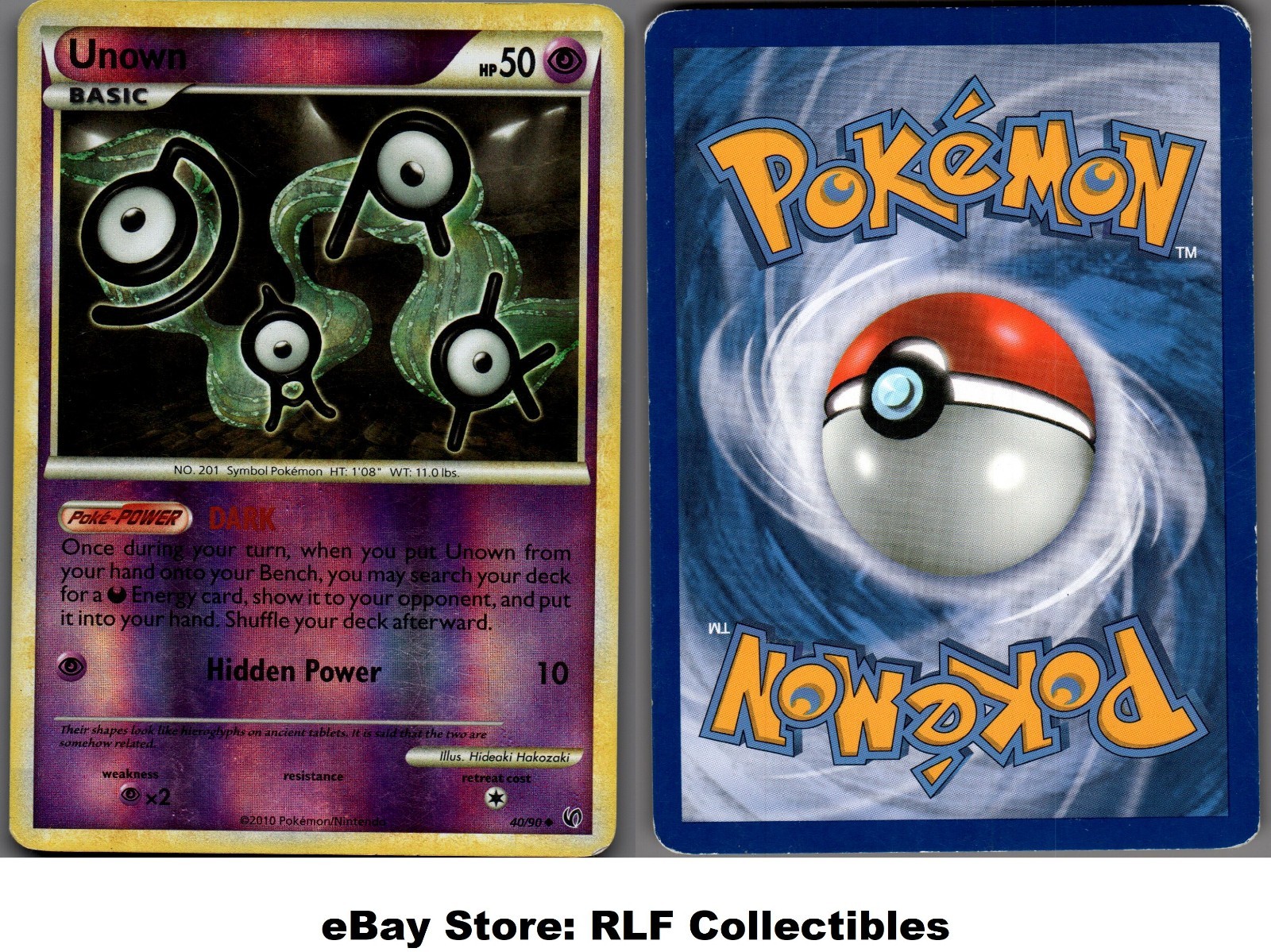 2010 Pokemon, HGSS Undaunted, #40/90 Unown, Reverse Holo Uncommon