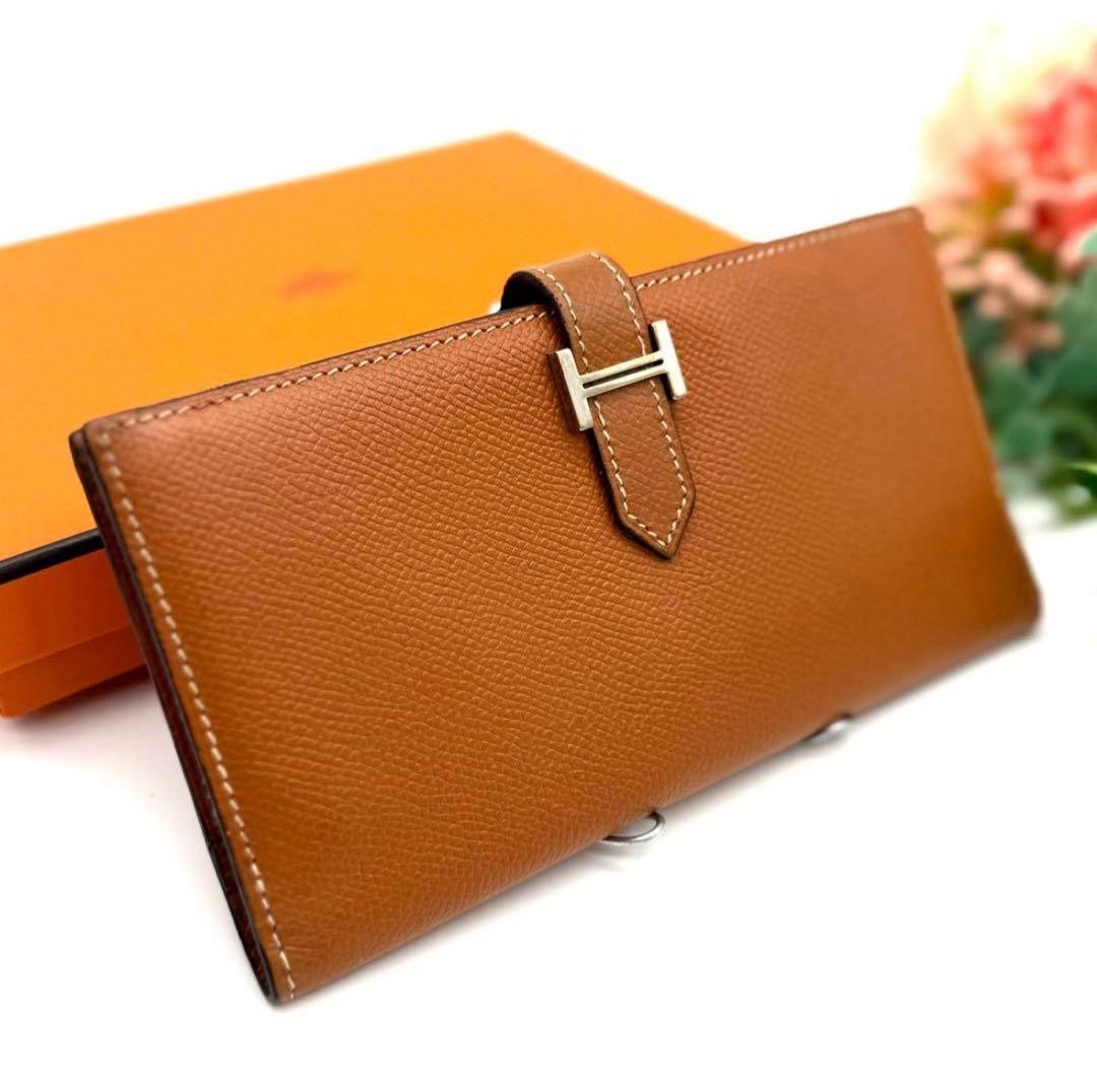 Hermes BeAn Classic Wallet Leather Brown Slim Long Wallet Zipper Pocket thumbnail 10