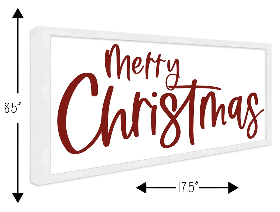 Rojo y Blanco Feliz Navidad 9.5" x 18.5" Enmarcado Navidad Decoración de Pared Arte Impresión Foto 2 de 4