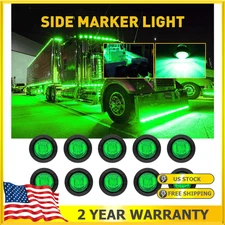 Green 3/4'' Side Marker LED Light Truck Trailer Bullet Clearance Lamp Waterproof