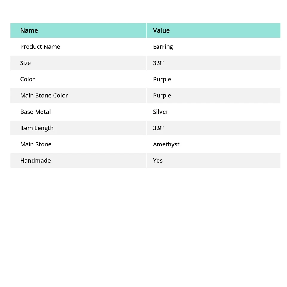 Pendientes de plata de ley 925 hechos a mano con piedras preciosas de amatista estilo vintage 1,9" S923 Foto 2 de 4