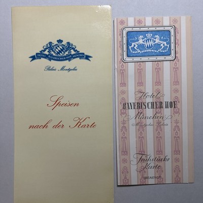 1982 Hotel Bayerischer Hof Munich Menu Lot w Trader Vic's Restaurant Reference