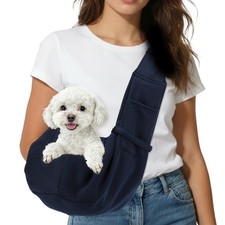 Dog Sling Carrier for Small Pet Breathable Mesh with Buckle Dark Blue