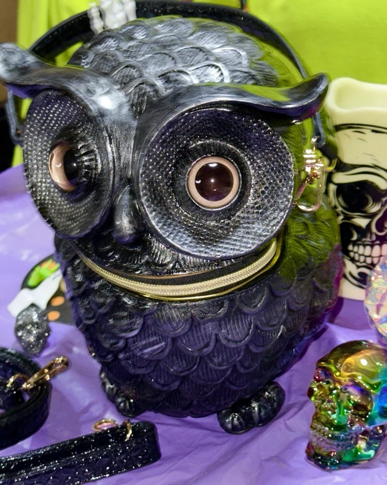 Owl Halloween Gothic Large XL Purse Handbag Crossbody Bag Spooky New W/O Tags - Image 2 of 4