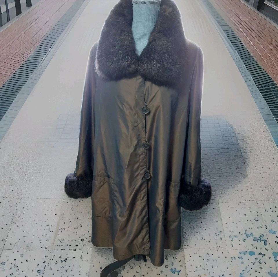 Nerzmantel R&L Rosenberg&Lenhart Mantel Jacke Gr.44 Innenfutter Echtpelz Braun - Bild 3 von 4