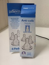 Dr. Brown  s Natural Flow Level 4 Narrow Baby Bottle Silicone Nipple, 6 Pack