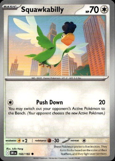 Squawkabilly 160/182 Common Destined Rivals Pokemon Near Mint