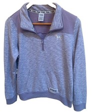 Victoria Secret PINK Heathered Lavender Kangaroo Pockets Logo Sweatshirt Sz L