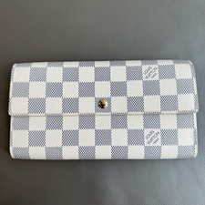 Authentic Louis Vuitton Emilie Damier Azur Coated Canvas Long Wallet White/Blue