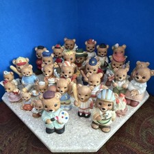 Teddy Bear Figurine Set Bear Lot Miniature Figurines Beige Multicolor
