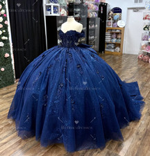 New Arrival Quinceanera Dresses with Bow Navy Blue Sweet 15 16 Party Ball Gowns