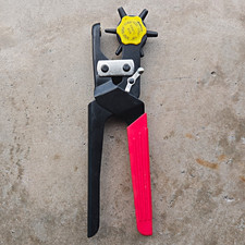 Revolving Leather Hole Punch Plier Rotating Size Wheel Red Handle 1/8-5/16"
