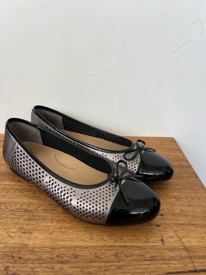 /🎈 ZIERA Grey Patent Leather Loafers Ballet Flats Brogues Moccasins 43 12 XF
