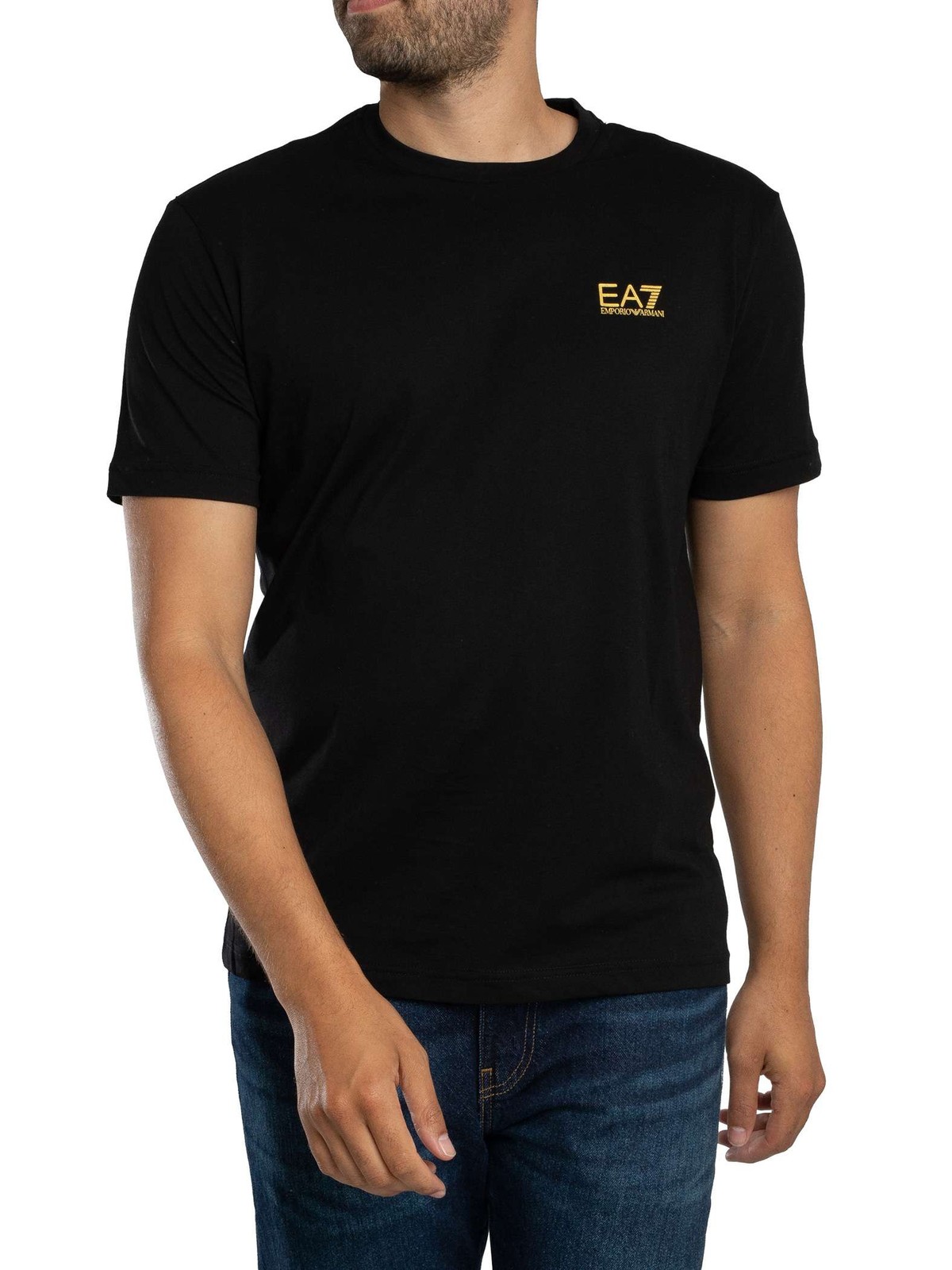 EA7 Back Logo T-Shirt, Black/Gold - M