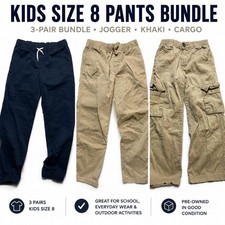 Kids Size 8 Pants Bundle 3-Pair Jogger Cargo Khaki