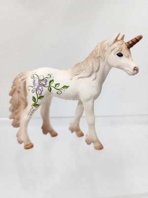 Schleich Bayala Fantasy Figure 3'' Unicorn Fowl 2009 Horse Purple flowers floral