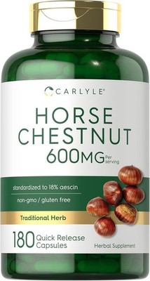 Horse Chestnut Capsules Extract | 600mg | 180 Count | Non-GMO | by Carlyle