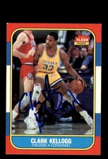 Signed Basketball Card Auto Clark Kellogg 1986-87 Fleer #58 Indiana Pacers