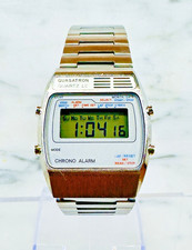 Vintage Quasatron Quartz LC Chrono Alarm Digital Men's Watch Stainless Steel