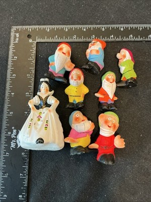 Vintage Set Plaster Snow White & the 7 Seven Dwarfs Complete Disney 1930-1950s