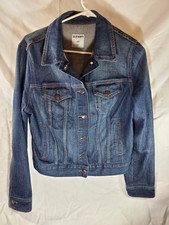 Old Navy Trucker Jean Jacket Womens Large Wash Blue Denim Pockets Classic. JJ3.