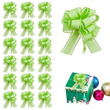 20 PCS Christmas Pull Bows Gift Wrapping Green Organza Baskets Decor Bow