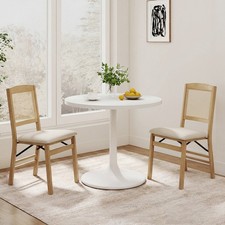Pair of Rustic Rubber Wood Foldable Dining Room Chairs
