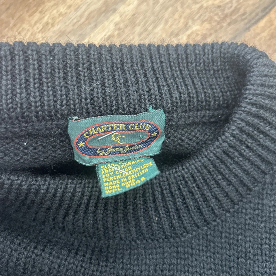 Suéter Vintage Charter Club Lana Tejido Patos Pájaros Negro Para Mujer Talla L Foto 4 de 4