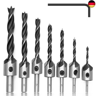 Fixinus 7 Stück Senkbohrer mit Innensechskantschlüssel, HSS 5 Flute Senker B