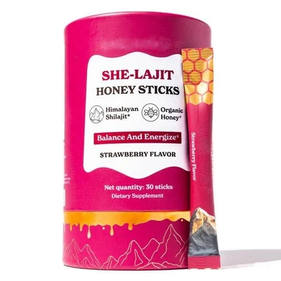 2026 Pure Himalayan She-Lajit Honey Sticks with Organic Honey, Naturally Sweeter