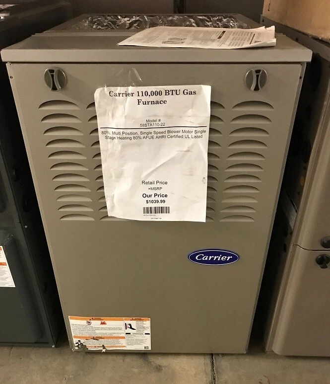 Carrier Comfort 80% AFUE 110000 BTUH 1-Stage Gas Furnace 58STA110-22 | eBay