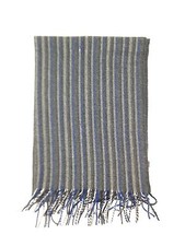  65 John Ashford Unisex Men Gray Blue Striped Warm Winter Acrylic Muffler Scarf
