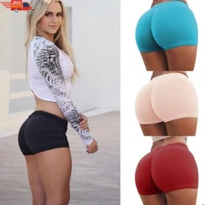Women Sports Yoga Pants Push Up Ruched Gym Workout Fitness Casual Hot Shorts