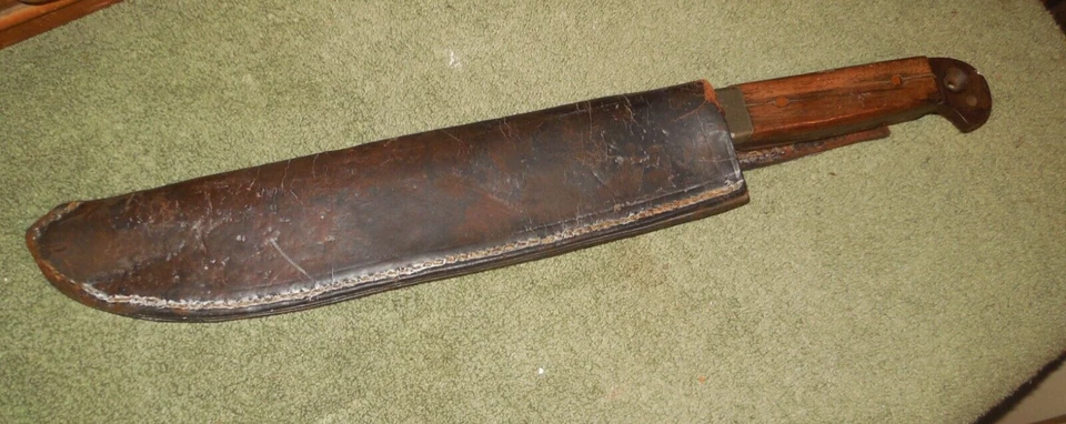 CUCHILLO FILIPINAS BOLO FORJADO A MANO HOJA DE ACERO PESADO Y FUNDA DE CUERO Foto 4 de 4