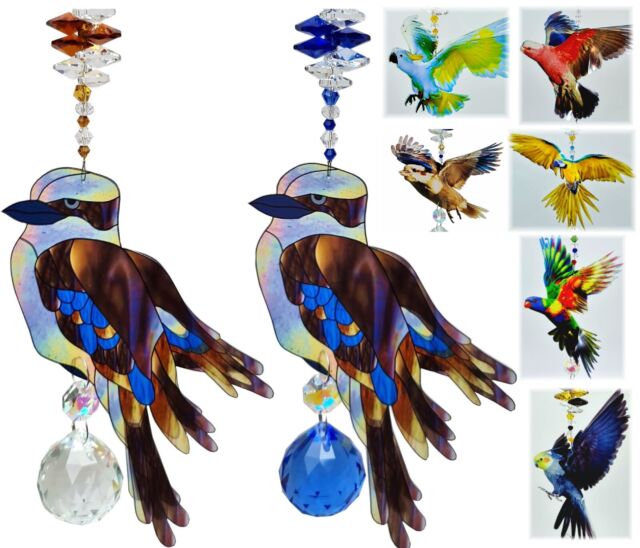 Kookaburra / Bird Crystal Suncatcher Gift window hanging rainbow suncatchers