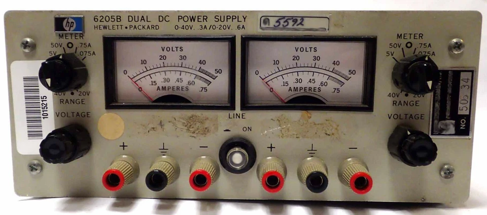 HP 6205B DUAL OUTPUT DC POWER SUPPLY 0-40V .3A / 0-20V .6A TESTED & WORKING! - Image 2 of 4