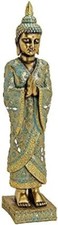 Buddha Stehend Sockel Gold Türkis 55cm