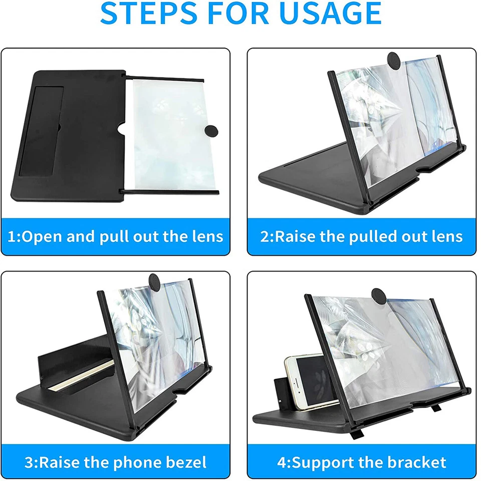 10/12 Inch Foldable Screen Magnifier For Cell Phone Newest Version HD Amplifier - Image 4 of 4