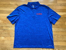 Majestic Cool Base Chicago Cubs Blue Short Sleeve Polo Shirt Men's Size XXL blue