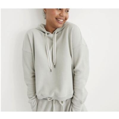 Aerie Fleece Aerie Cropped Hoodie AERIE Mint Green Ribbed Crop