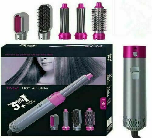 SPAZZOLA ASCIUGACAPELLI 5 IN 1 AD ARIA CALDA PIASTRA CON ACCESSORI corriere gls - Foto 1 di 2